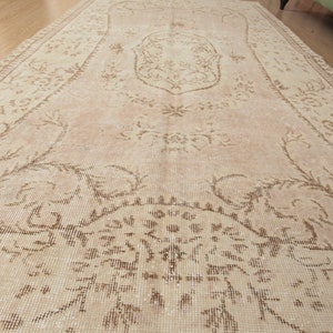 5x8 kitchen  rug, handmade bedroom rug, 4&#39;10&quot; X 8&#39;4&quot;  beige pink area rug, D56N4342