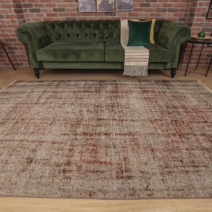 6x9 distressed bed plan rug  , oriental  orange brown rug, 5&#39;6&quot; X 9&#39; rug fro bedroom ,  area rug D57N4274
