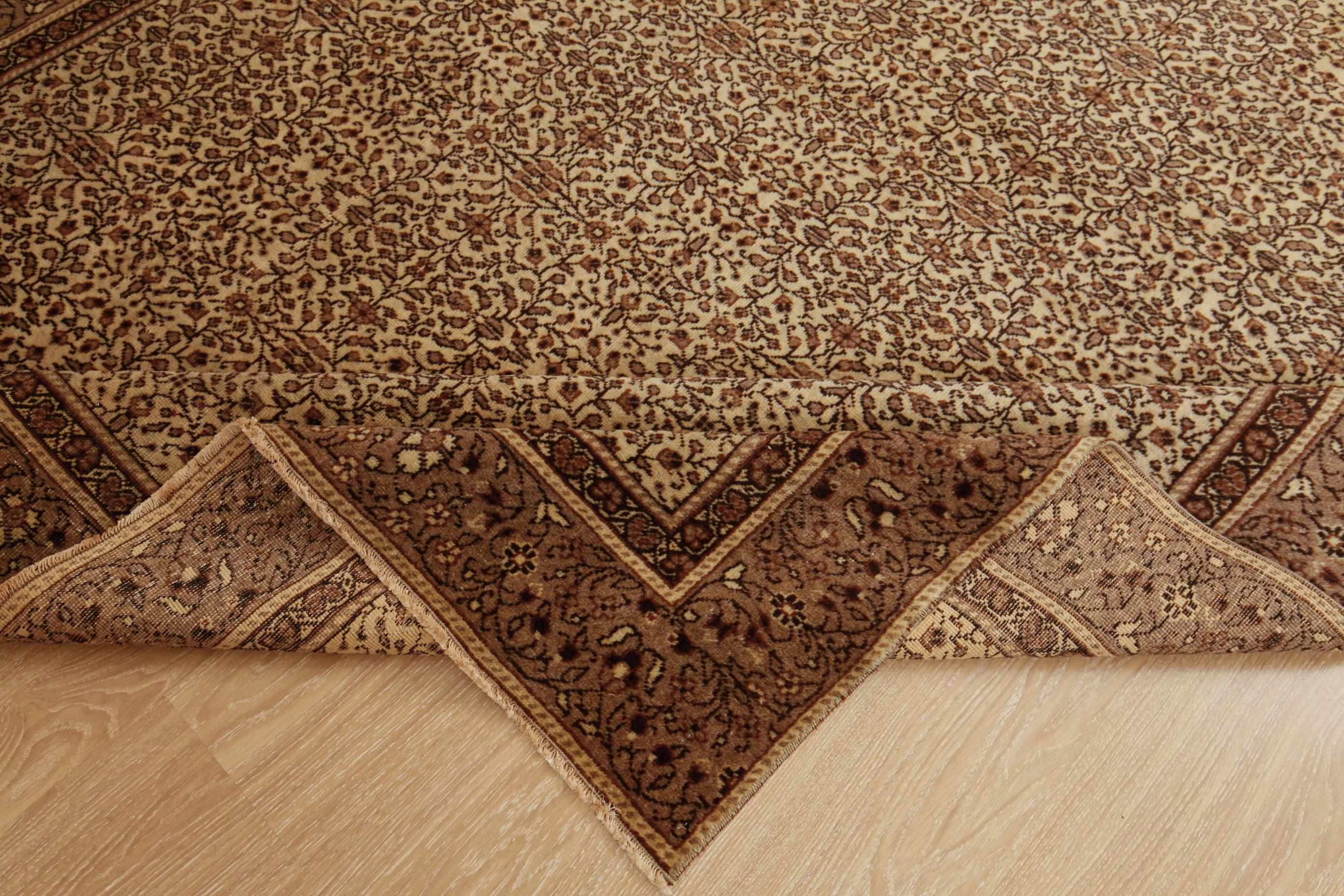 6x9 Turkish area rug, vintage beige brown rug, 6'3" X 9' hand knotted rug, D133N9088