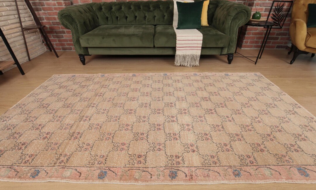 4x9 Minimal Office Rug , Handmade Area Rug, 4'2