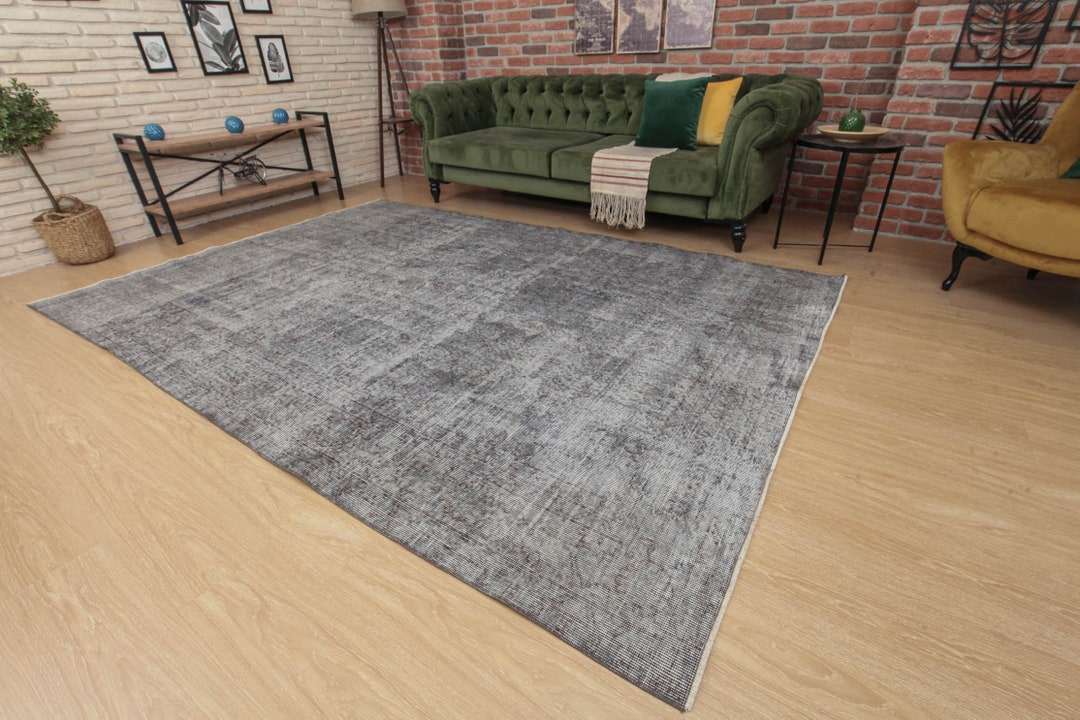 7x10 Distressed Grey Vintage Rug, Dining Room Rug, Bedroom Rug, 6'9 X 9
