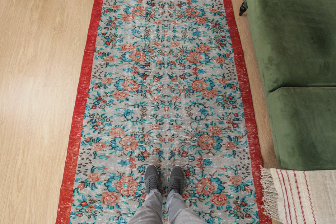 5x9 Floral Art Deco Area Rug Handmade Vintage Etsy UK