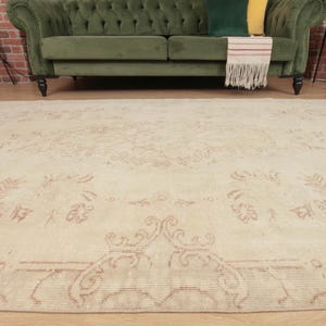 6x9 oriental handmade rug, beige brown Turkish rug, 5&#39;8&quot; X 9&#39;3&quot; vintage area rug, D77N6960