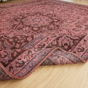 8x12 pink brown oriental rug, Turkish bedroom rug, 8&#39;4&quot; X 11&#39;8&quot;  vintage bohemian rug D143N9301