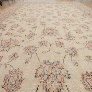 7x10 antique Oushak rug,  woven rug,  beige rug, 6&#39;11&quot; X 10&#39;2&quot; living room rug, D80N6609