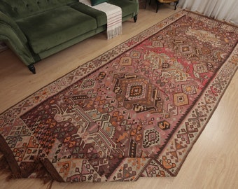 5x13 home decor kilim rug , living room unique kilim, vintage geometric rug ,  5'5" X 13'5"  70s rug D89N7855