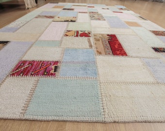 6x8 handmade Patchwork rug , Boho rug , 5'8" X 7'11"  patchwork carpet D33N2355