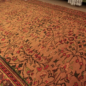 7x12 retro living room rug, hand knotted area rug, 6&#39;10&quot; X 12&#39;2&quot; Turkish Rug ,  D141N9462