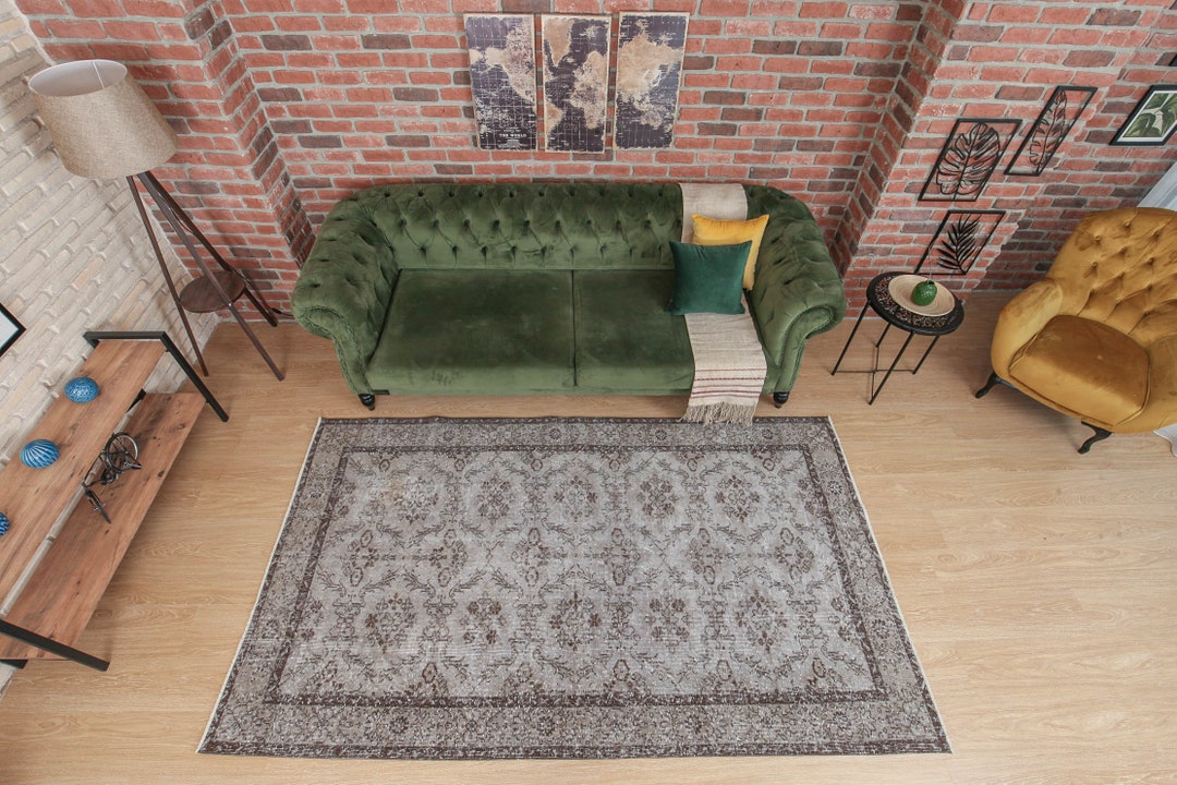 5'5 X 8'6 Faded Grey Dining Room Rug, Minimal Deco Living Room Rug