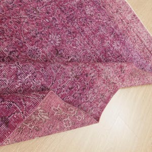 4x7 pink purple office rug, retro woven rug, 3&#39;9&quot; X 6&#39;8&quot; distressed  kitchen Rug,  D137N8404
