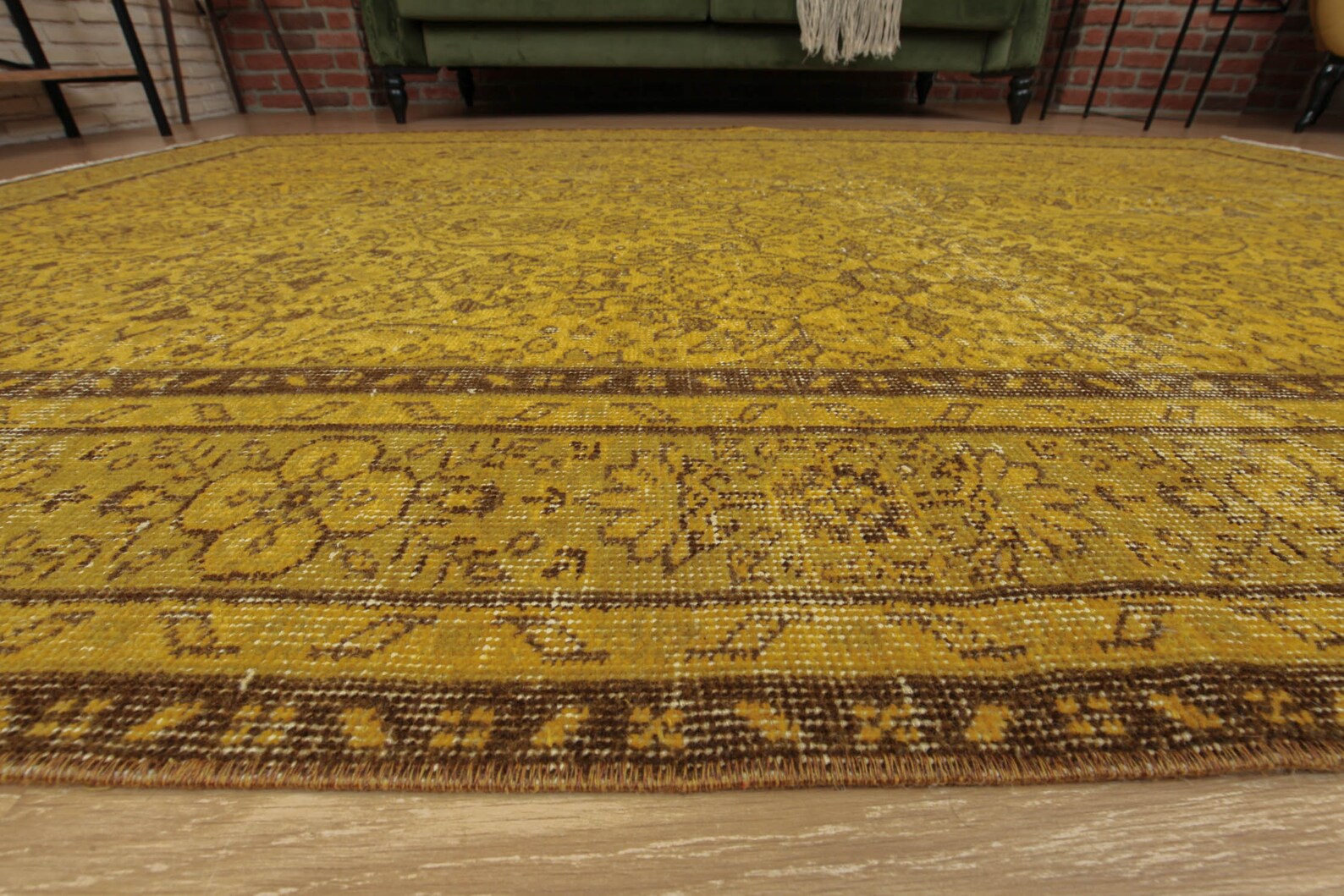 6x10 Yellow Vintage Rug Handmade Rug6'5 X Etsy