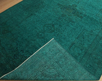 hand knotted vintage bedroom retro rug, 6'3" X 9'9" carpet  for living room, D93N7798