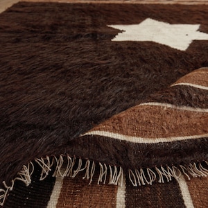 4x6 home decor rug, Brown Vintage  Rug , 4'4" X 6'1" woven office rug D136N8796