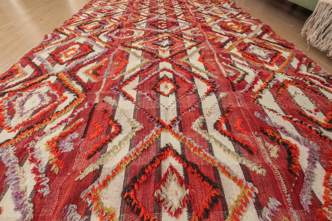 5x8 Unique Bedroom Rug, Abstract Hemp Rug, Vintage Hemp, 4'11 X 7'10