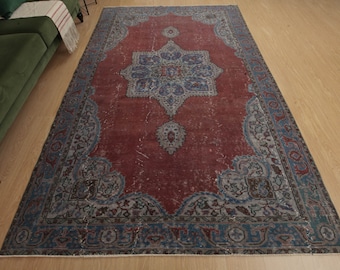 vintage oriental  dining room carpet , 6'1" X 9'5"  Turkish area rug, D71N5409
