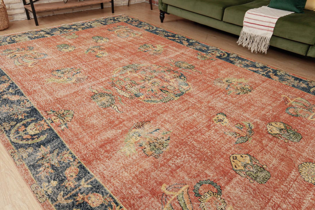 7x12 Rug 7x12 Rug for Living Room, Distressed Area Rug, 7'4