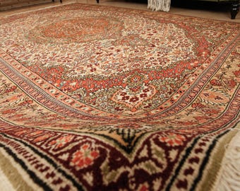 Oriental Beige Orange Area Rug, 6'7" X 9'6" Turkish Dining Room Carpet  D160(BAL)N9713