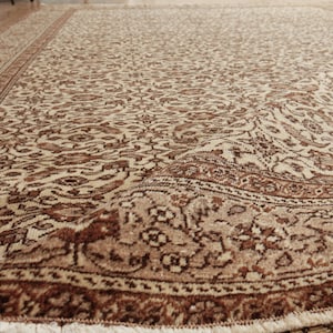 6x9 beige brown living room rug , Vintage Bedroom Rug , 6&#39;5&quot; X 9&#39;5&quot; Area Rug D139N9074