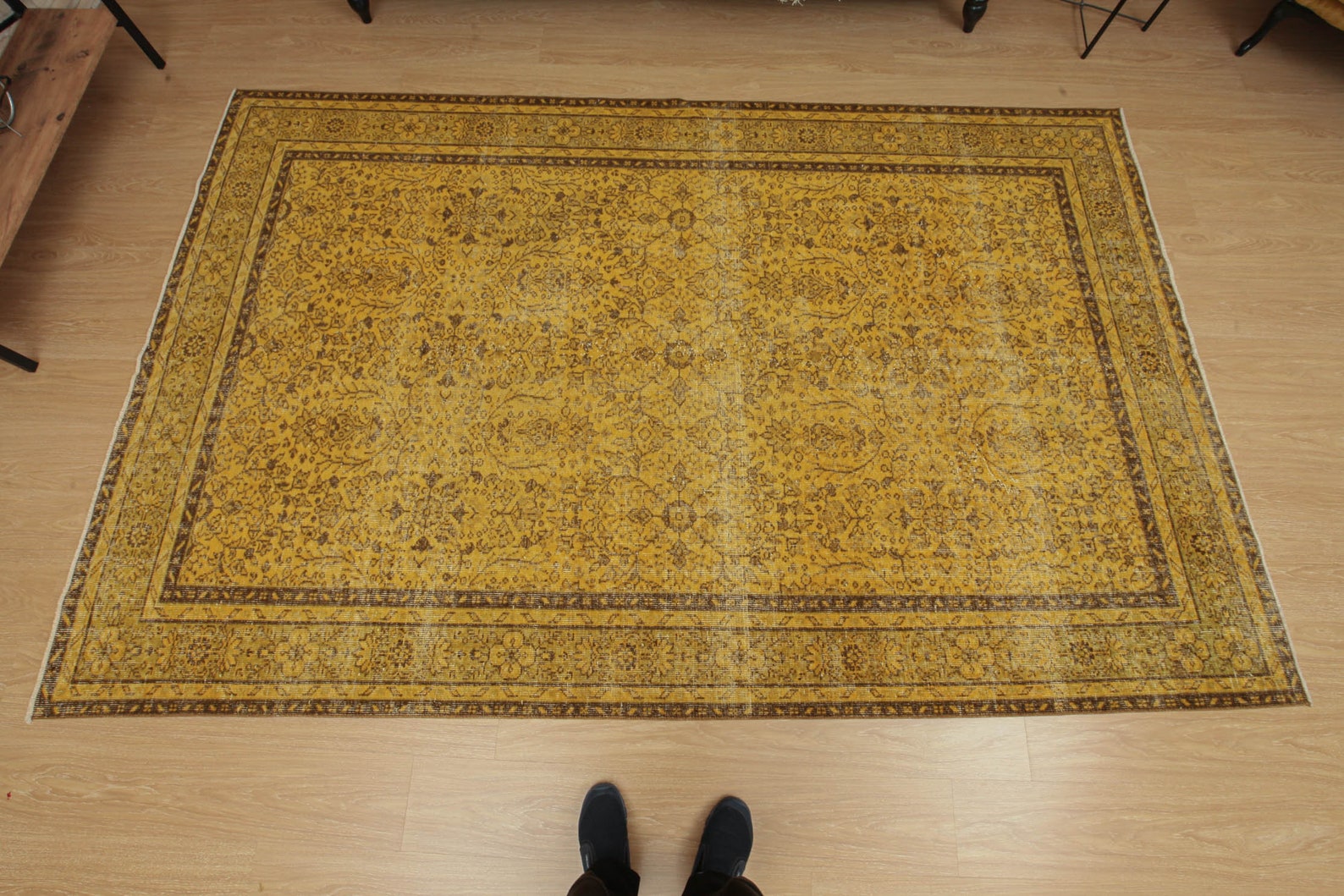 6x10 Yellow Vintage Rug Handmade Rug6'5 X Etsy