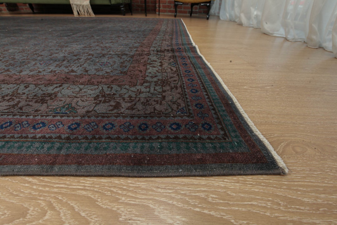 8x12 Wool Bedroom Rug Dark Deco Vintage Rug Turkish Rug Etsy