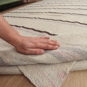 7x15 Living Room Hemp Rugs , Ivory Pink Area Rug , Hemp Antique Rug , 6&#39;7&quot; X 14&#39;9&quot;  Kilim rug  D28N2559