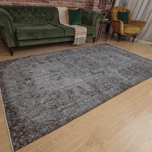 5x9 hand woven Turkish rug  ,distressed gray rug, bedroom rug,4&#39;10&quot; X 9&#39;4&quot; area rug , D57N4075