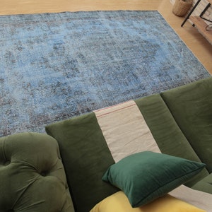 6x10 Blue Vintage Area  Rug,  distressed rug, retro rug, 5&#39;10&quot; X 9&#39;11&quot; Turkish  Living Room Rug D52N4140