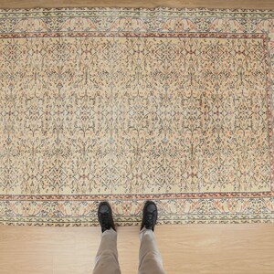 6x10 dining room rug, Beige  Area Rug , Vintage Distressed Rug,  6&#39;1&quot; X 9&#39;6&quot; Kitchen Rug D34N2905