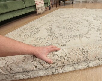 Turkish living room carpet , 5'4" X 8'8", vintage area  rug, D46N3225