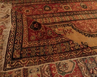 antique woven vintage area rug, 4'2" X 6'4" unique bedroom carpet D160(BAL)N9720