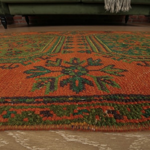 3x12 geometric runner, Corridor rug, Red Green Runner , 3&#39;4&quot; X 11&#39;10&quot; Runner rug , D67N5331