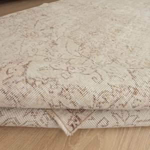 5x9 ivory brown bedroom rug,  Turkish area rug, 5&#39;4&quot; X 8&#39;10&quot; ivory rug, hand woven rug D54N4186
