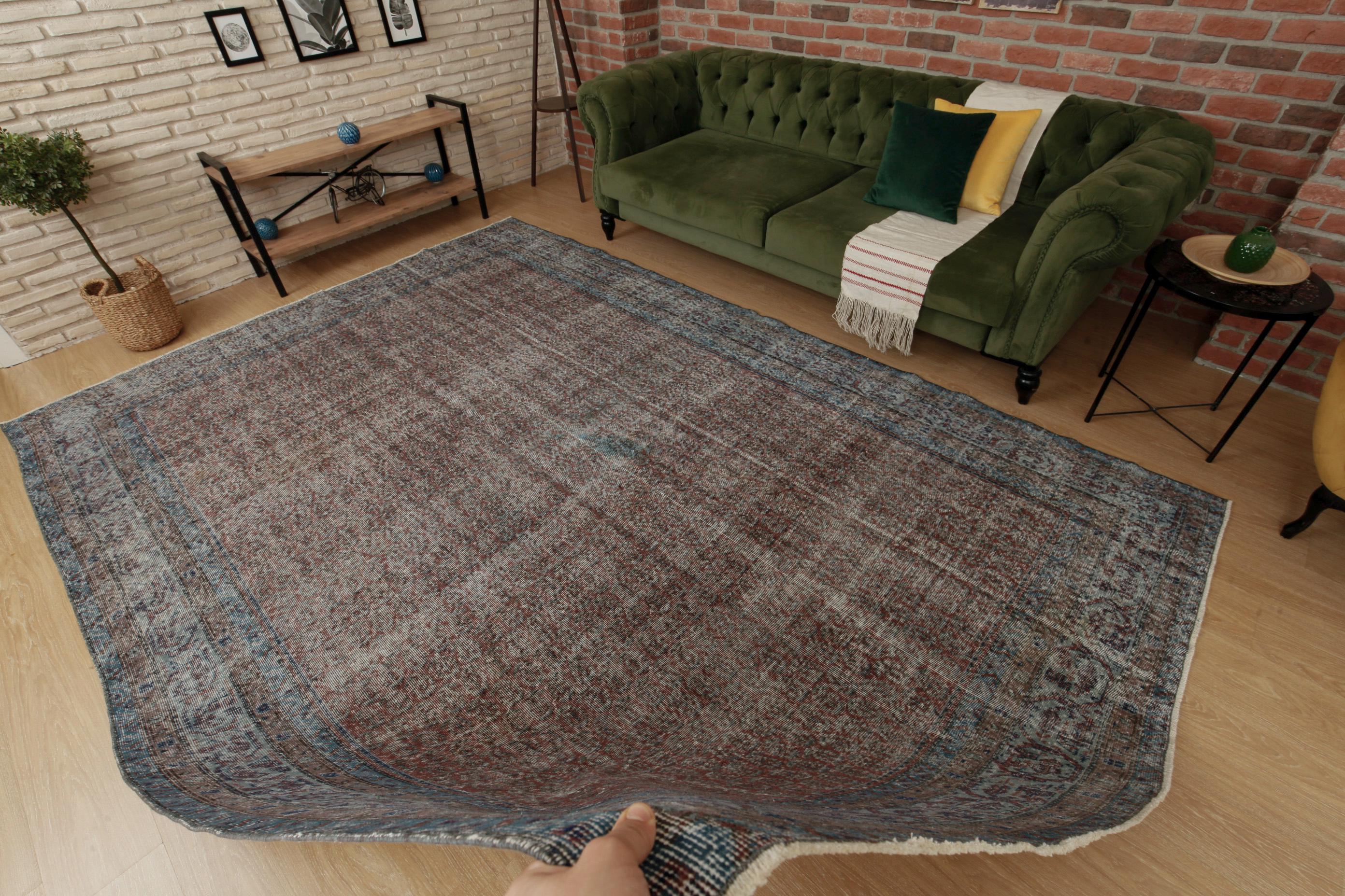 8x11 woven dining room rug, rug for living room, 7'10" X 11'2" handmade retro rug, D129N8956