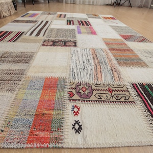 hand woven bedroom Patchwork , 4'11" X 6'11"  oriental bed plan carpet D32N2751