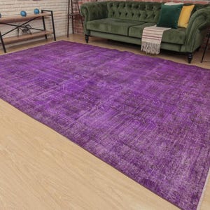 distressed purple Handmade  Area Rug, 7'2" X 10'11"  Turkish  dining room carpet  D54N4174