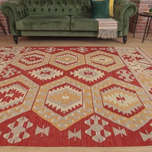 6x8 Geometric Turkish Boho kilim , Antique Kilim Rug , 5&#39;11&quot; X 8&#39;2&quot;  Flat woven Rug , D21N2531