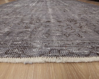 6x9 woven office rug,  handmade Turkish rug, 6'1" X 9'4" retro living room rug, D85N6798