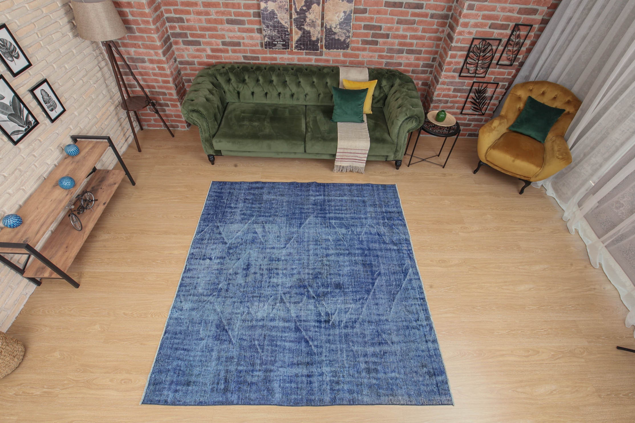 7x7 Square Blue Area Rug Dining Room Rug 6'11 X Etsy