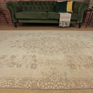 5x9 beige rug for living room, Vintage Area Rug,5&#39;5&quot; X 9&#39;4&quot; Bedroom Rug, Rustic Rug D61N4950