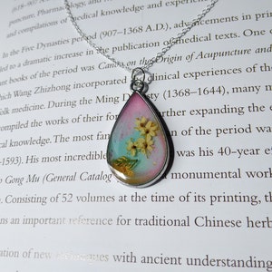 Silver, One Of A Kind Handmade  Pressed Wildflower Resin  Botanical  Necklace