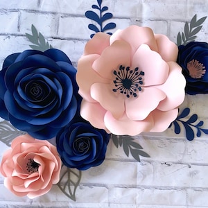 Set di 5 fiori di carta, decorazioni per la cameretta dei bambini, decorazioni da parete, decorazioni per matrimoni, baby shower