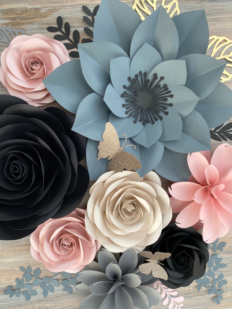Set of 8 Paper Flowers/roses nursery decor wall decor Etsy