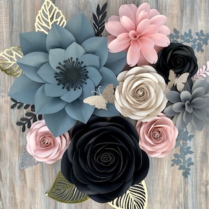 Set di 8 fiori di carta/rose per decorazioni per la cameretta dei bambini, decorazioni da parete, decorazioni per matrimoni, baby shower