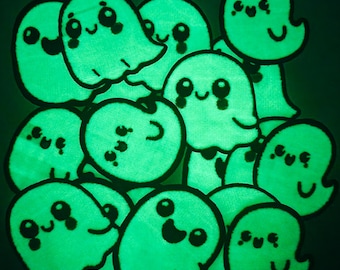 Glow-in-the-Dark Ghost Embroidery Patch - Halloween Sew-On / Iron-On Applique
