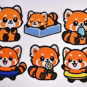 Kawaii Cute Red Panda Iron-On patch: Matte Thread
