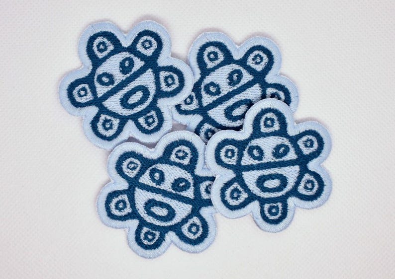 Puerto Rico Coqui Flag, Sol Taino, Coqui Taino, Taino Sun Patch Embroidered Sew-On/Iron-On/Velcro Taíno Sun