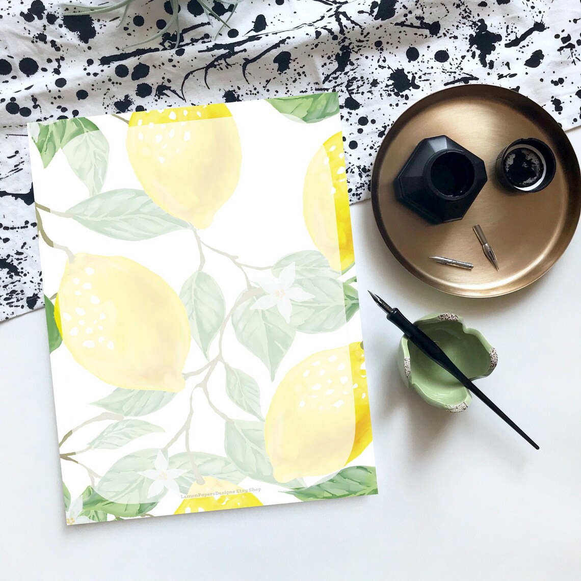 Lemon Stationery Writing Paper 8.5x11 Printable Instant | Etsy