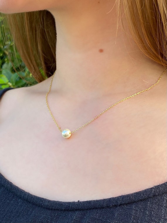 One Pearl Gold Necklace Handmade & Local Pearl Necklace Delicate