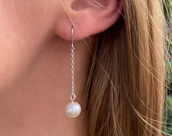 [HAESOOL] 韓国アクセ☆925silver☆Pearl One touch Earrings New Korean Women Fashion 925 Sterling Silver Swarovski Pearl