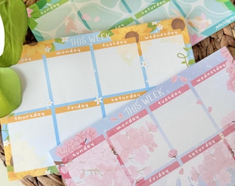 Weekly Planner Pads | Sunday Start | Kawaii Art Aesthetic Stationery